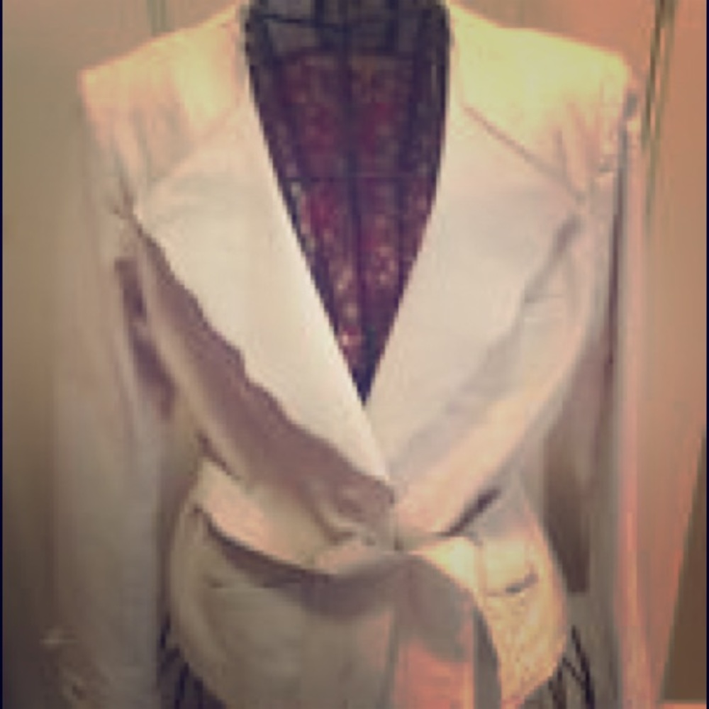 Anthropologie Elevenses cream leather jacket small